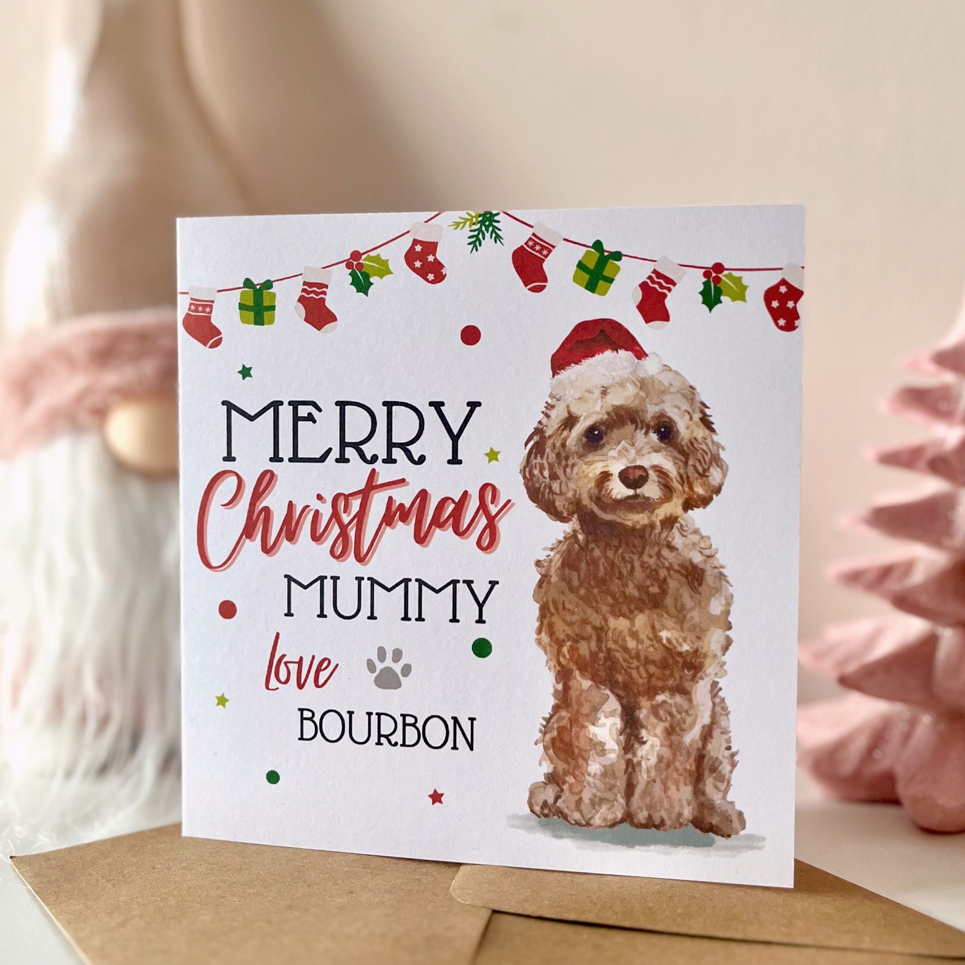 Personalised Cockapoo Christmas Card - Blush Boulevard Greeting Card