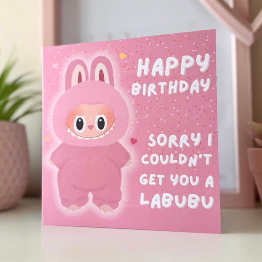 Pink Labubu Happy Birthday Card