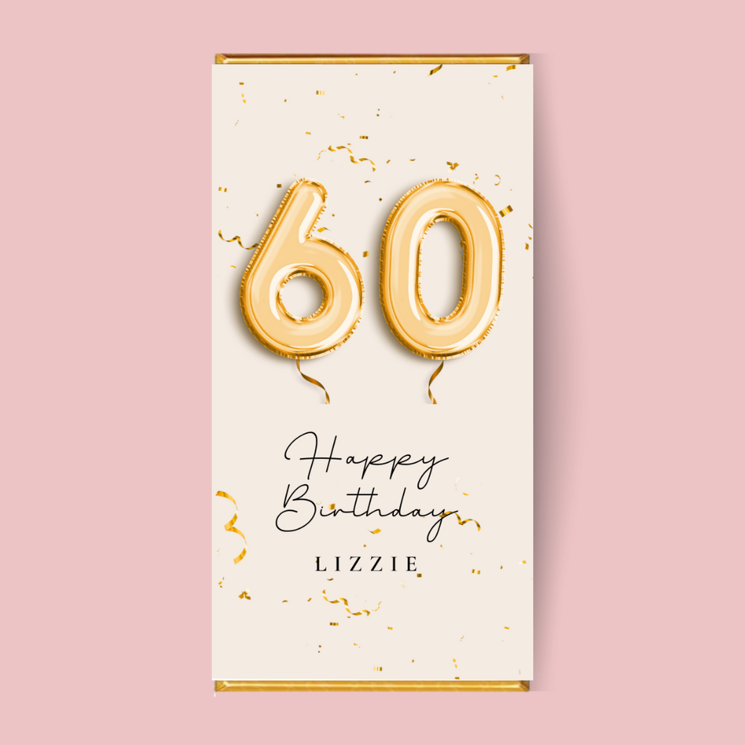 Personalised Gold Balloon Birthday Chocolate Bar - Blush Boulevard Chocolate Bar