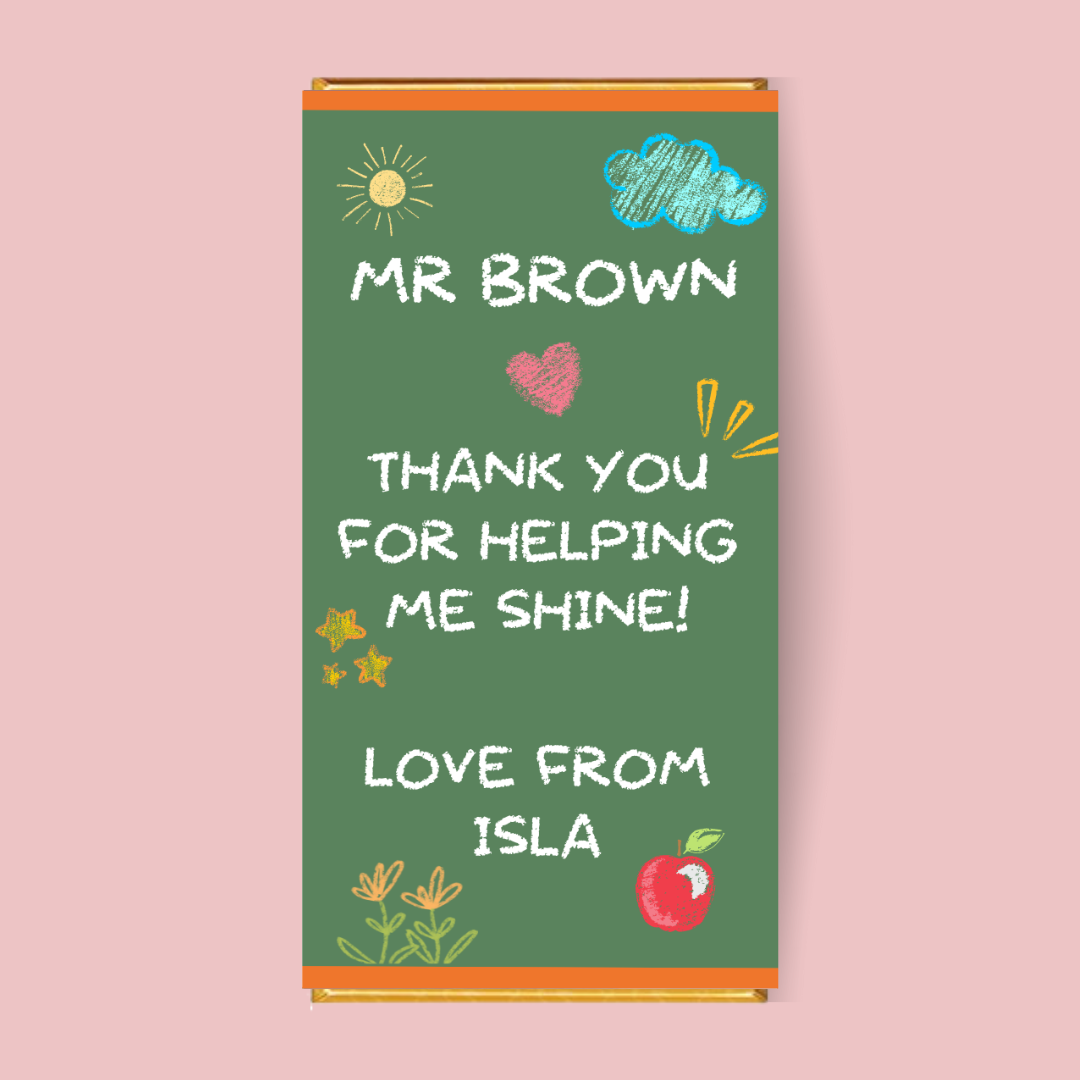 Thank You Teacher Chalkboard Chocolate Bar - Blush Boulevard Chocolate Bar