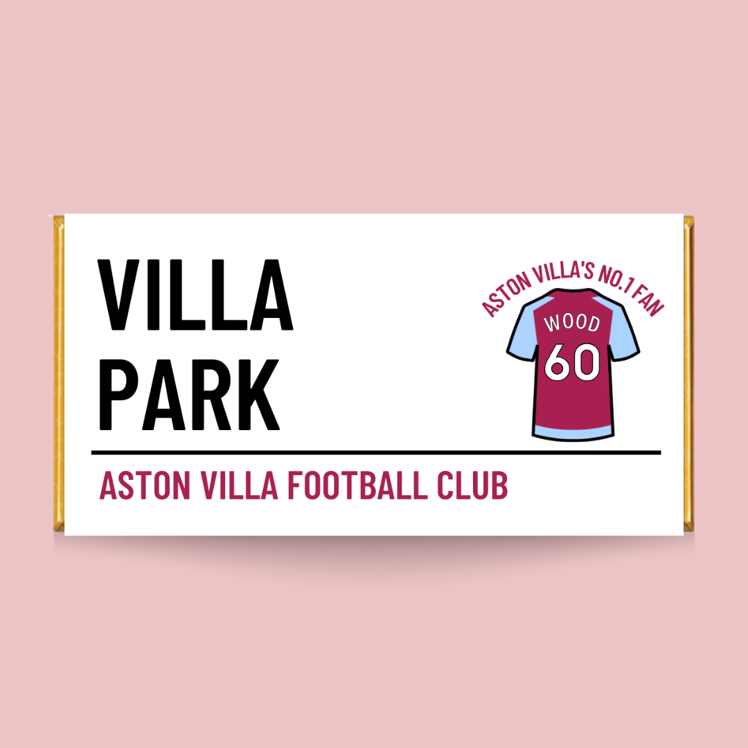 Personalised Aston Villa No.1 Fan Chocolate Bar - Blush Boulevard Chocolate Bar