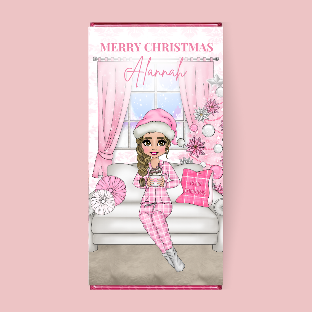 Personalised Pink Pyjama Galaxy Cookie Crumble Chocolate Bar