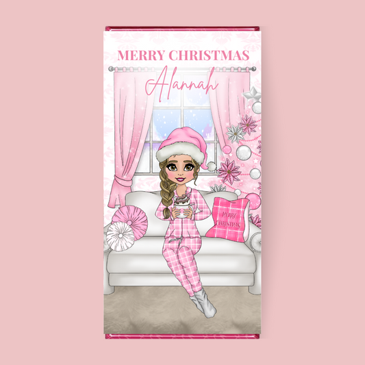 Personalised Pink Pyjama Galaxy Cookie Crumble Chocolate Bar