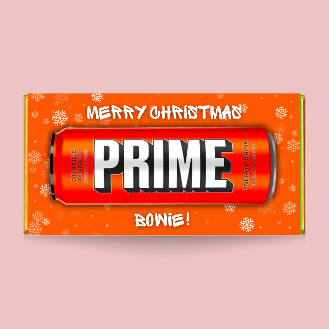 Personalised Orange Prime Galaxy Smooth Caramel Chocolate Bar