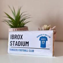 Load image into Gallery viewer, Personalised Rangers FC No.1 Fan Chocolate Bar - Blush Boulevard Chocolate Bar
