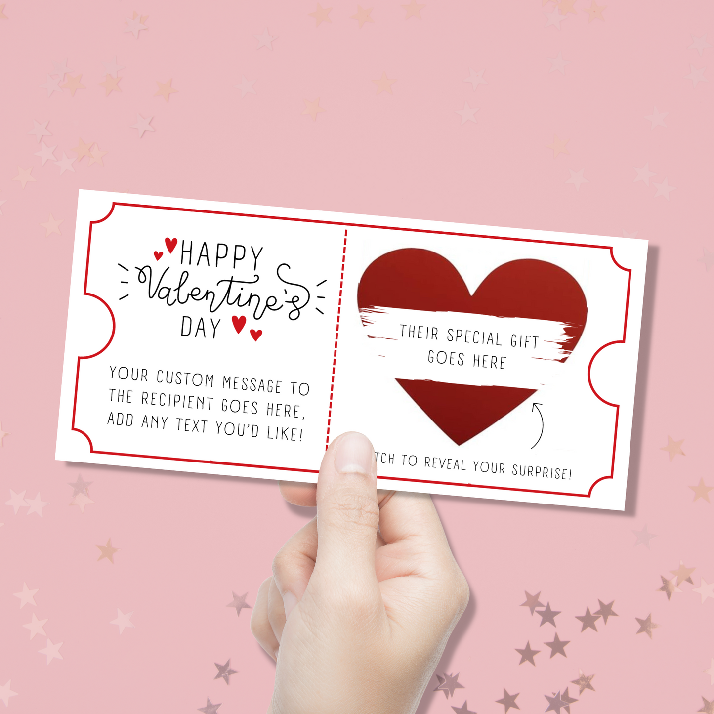 Red Personalised Scratch Off Valentine's Day Ticket - Blush Boulevard Ticket