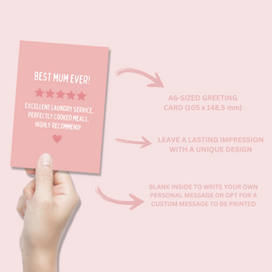 Best Mum Ever Star Rating Card - Blush Boulevard Greeting Card