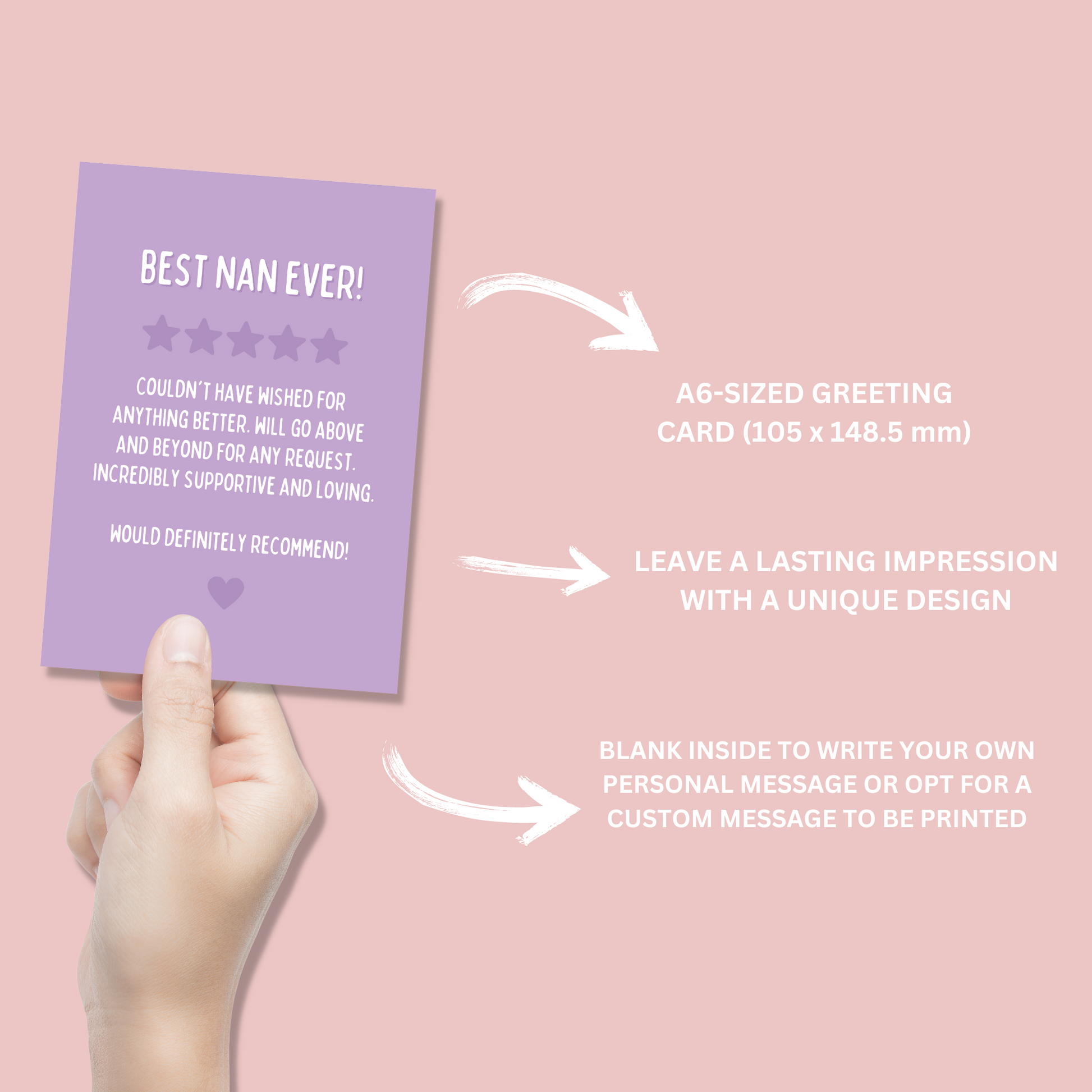 Best Nan Ever Star Rating Card - Blush Boulevard Greeting Card