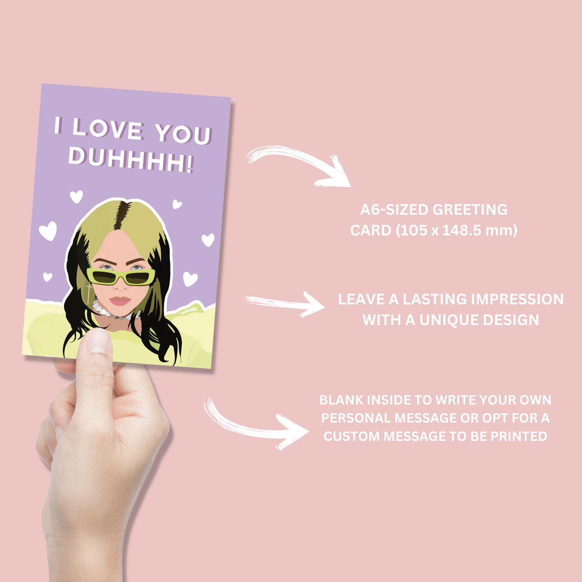 Billie Eilish I Love You Duh Card - Blush Boulevard Greeting Card