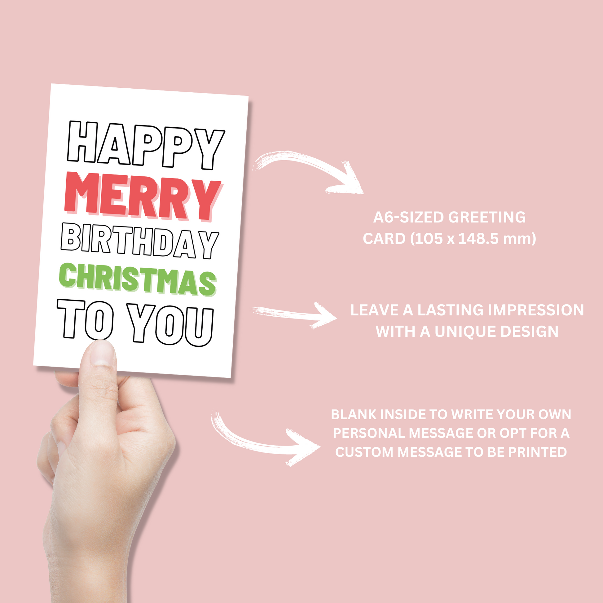 Happy Merry Birthday Christmas To You Card - Blush Boulevard Greeting Card