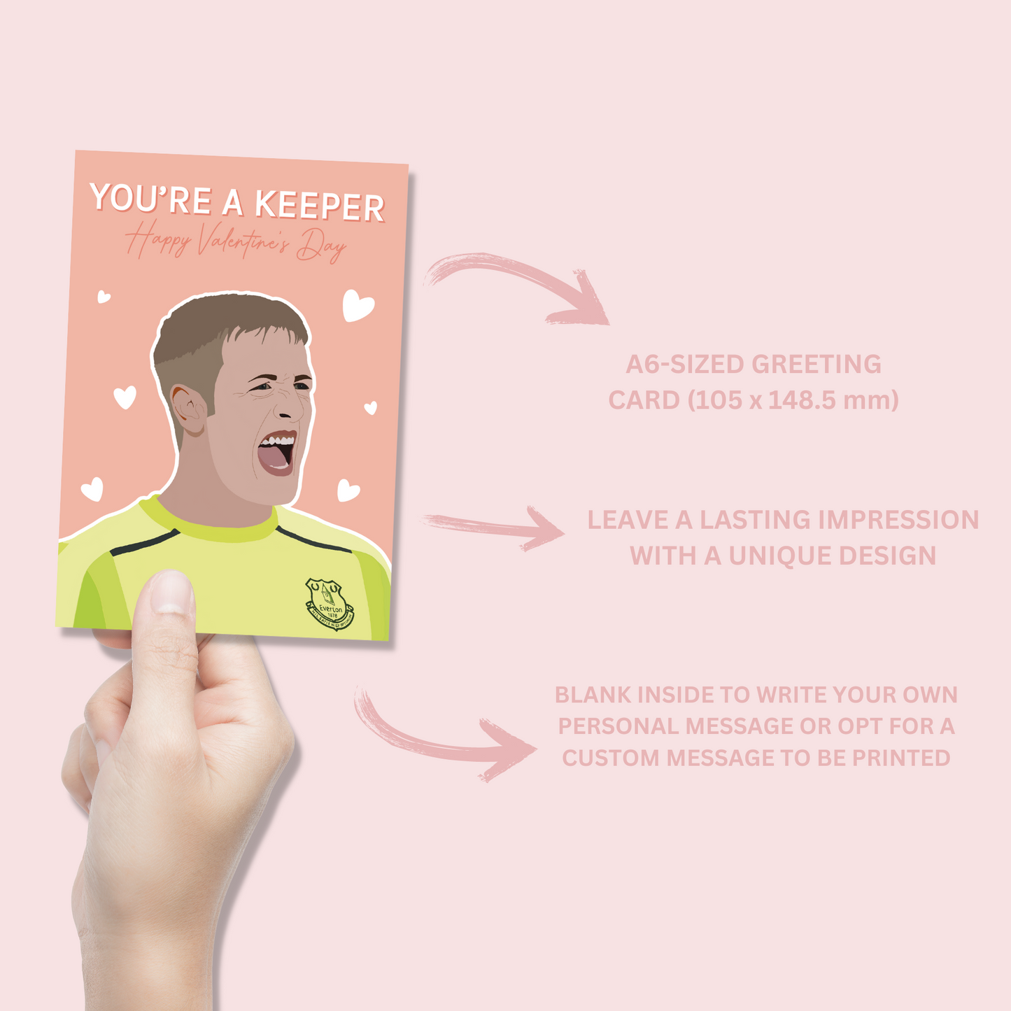 Jordan Pickford You're A Keeper Everton Valentine's Card - Blush Boulevard Greeting Card