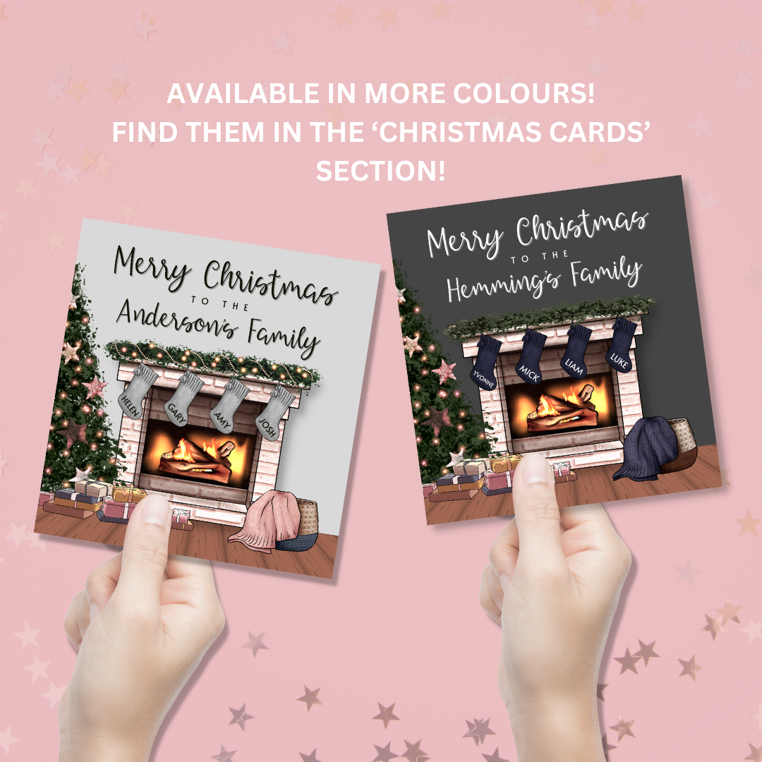 Personalised Pink Christmas Family Card - Blush Boulevard Greeting Card