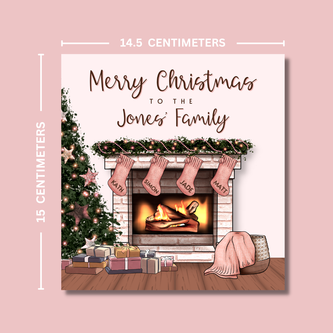 Personalised Pink Christmas Family Card - Blush Boulevard Greeting Card