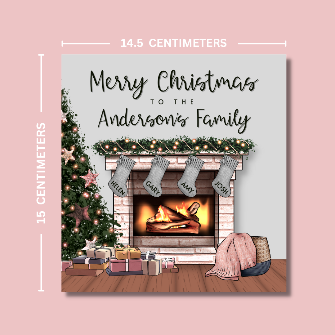 Personalised Grey Christmas Family Card - Blush Boulevard Greeting Card