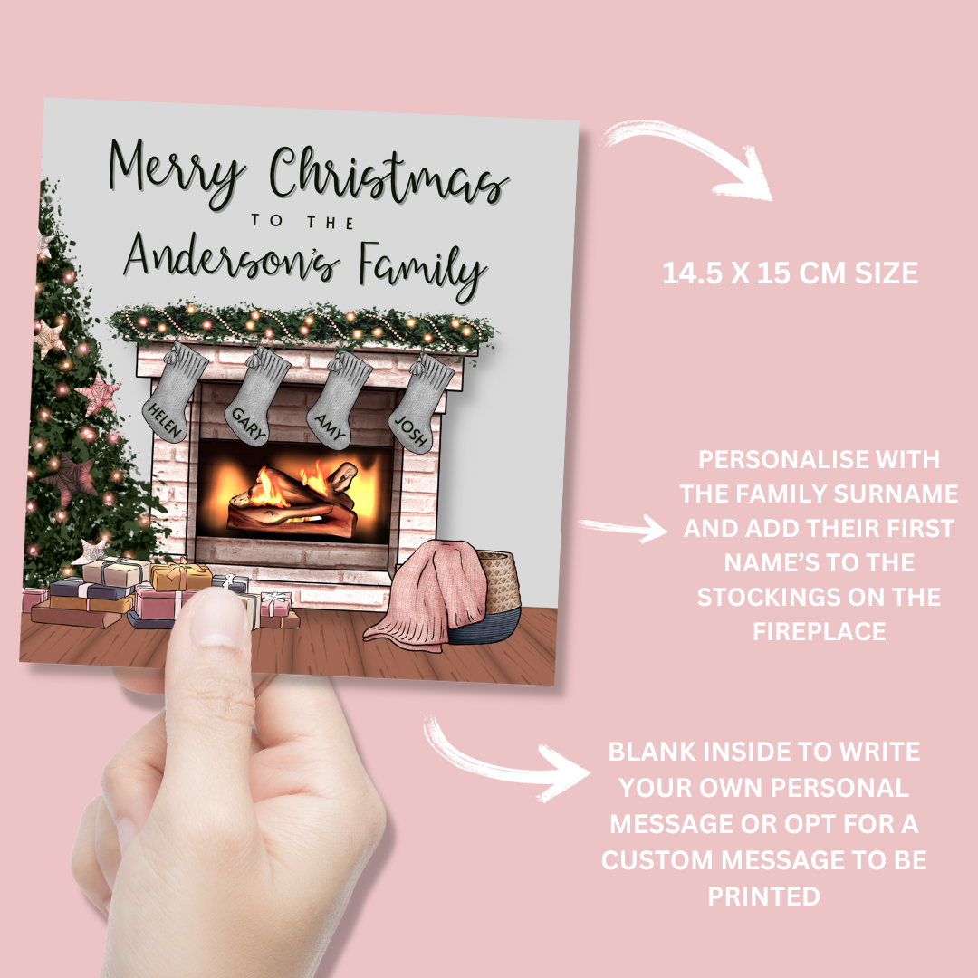 Personalised Grey Christmas Family Card - Blush Boulevard Greeting Card