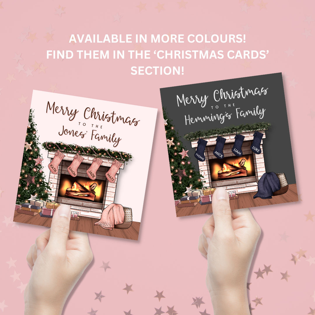 Personalised Grey Christmas Family Card - Blush Boulevard Greeting Card