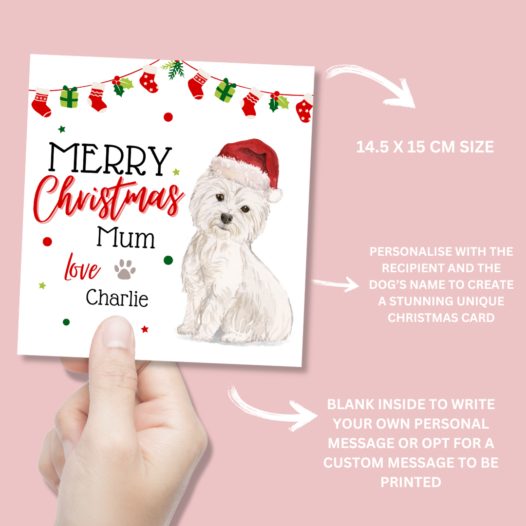 Personalised West Highland White Terrier Christmas Card - Blush Boulevard Greeting Card
