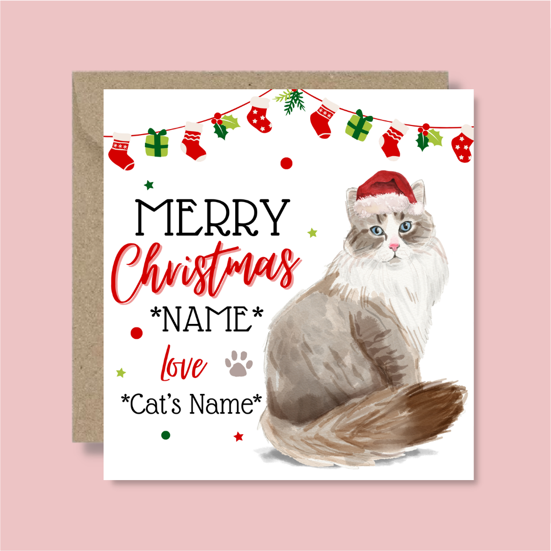 Personalised Siberian Cat Christmas Card - Blush Boulevard Greeting Card