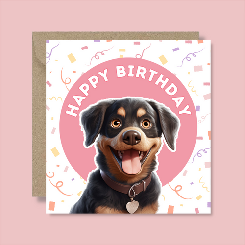 Rottweiler Dog Happy Birthday Card - Blush Boulevard Greeting Card