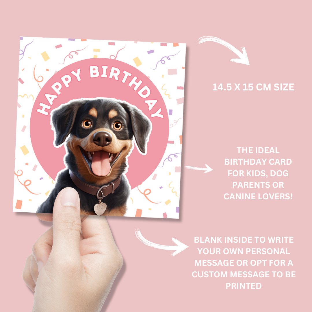 Rottweiler Dog Happy Birthday Card - Blush Boulevard Greeting Card