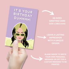 Load image into Gallery viewer, Billie Eilish Birthday Card - Blush Boulevard Greeting Card
