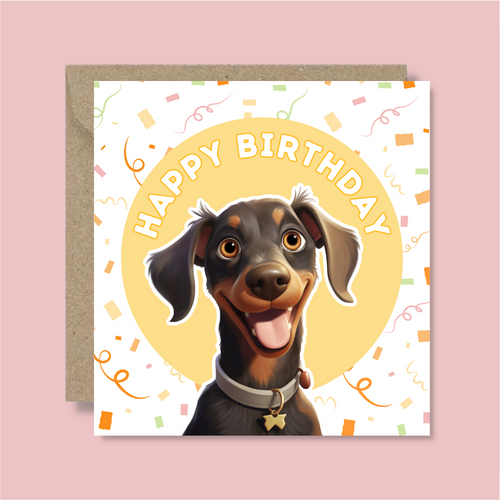 Dobermann Dog Happy Birthday Card - Blush Boulevard Greeting Card