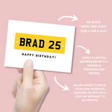 Load image into Gallery viewer, Registration Plate Birthday Card - Blush Boulevard Greeting Card
