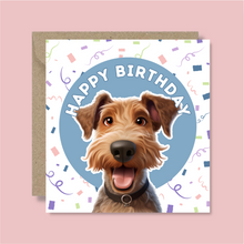 Load image into Gallery viewer, Airedale Terrier Dog Happy Birthday Card - Blush Boulevard Greeting Card
