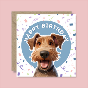 Airedale Terrier Dog Happy Birthday Card - Blush Boulevard Greeting Card