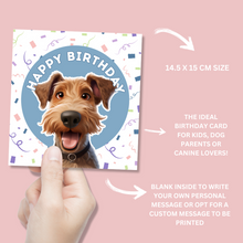 Load image into Gallery viewer, Airedale Terrier Dog Happy Birthday Card - Blush Boulevard Greeting Card
