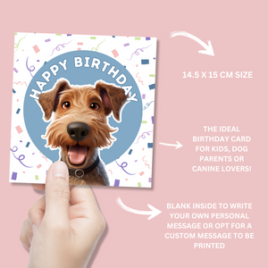 Airedale Terrier Dog Happy Birthday Card - Blush Boulevard Greeting Card