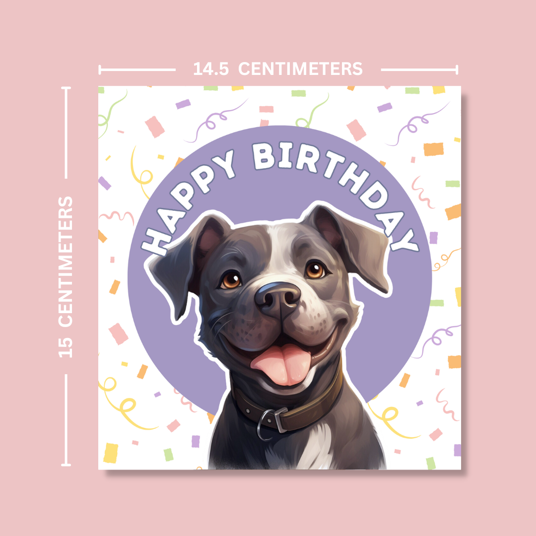 Staffordshire Bull Terrier Dog Happy Birthday Card - Blush Boulevard Greeting Card