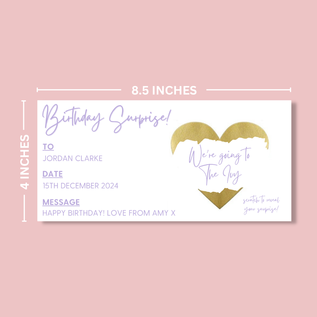 Personalised Scratch Off Birthday Ticket - Blush Boulevard Ticket