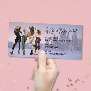 Personalised Girls Winter Vacation Travel Ticket - Blush Boulevard Ticket