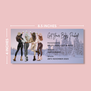 Personalised Girls Winter Vacation Travel Ticket - Blush Boulevard Ticket