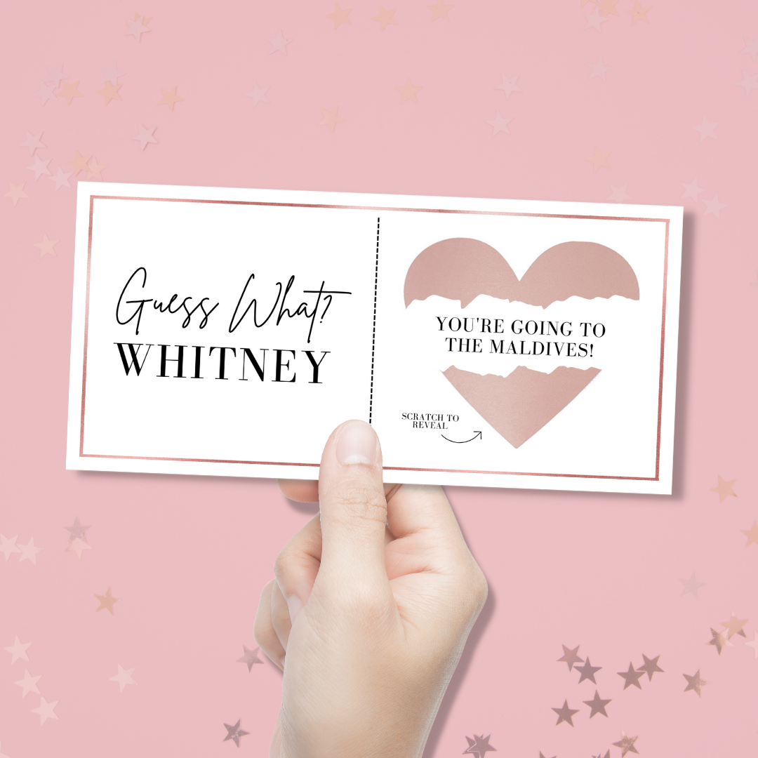 Rose Gold Personalised Scratch Off Surprise Ticket - Blush Boulevard Ticket