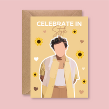 Load image into Gallery viewer, Celebrate In Style Harry Styles Birthday Card - Blush Boulevard Greeting Card
