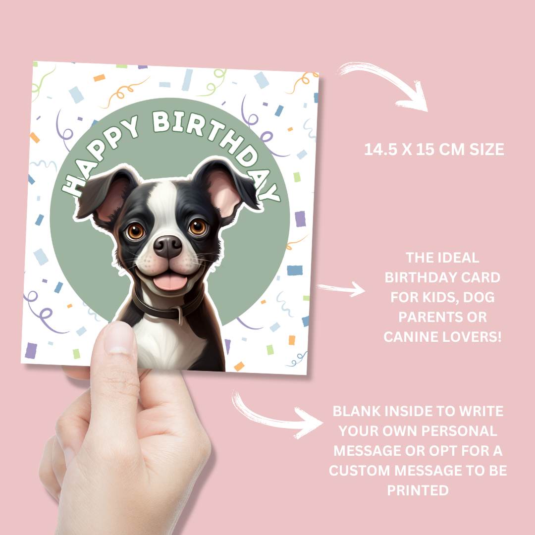 Boston Terrier Dog Happy Birthday Card - Blush Boulevard Greeting Card