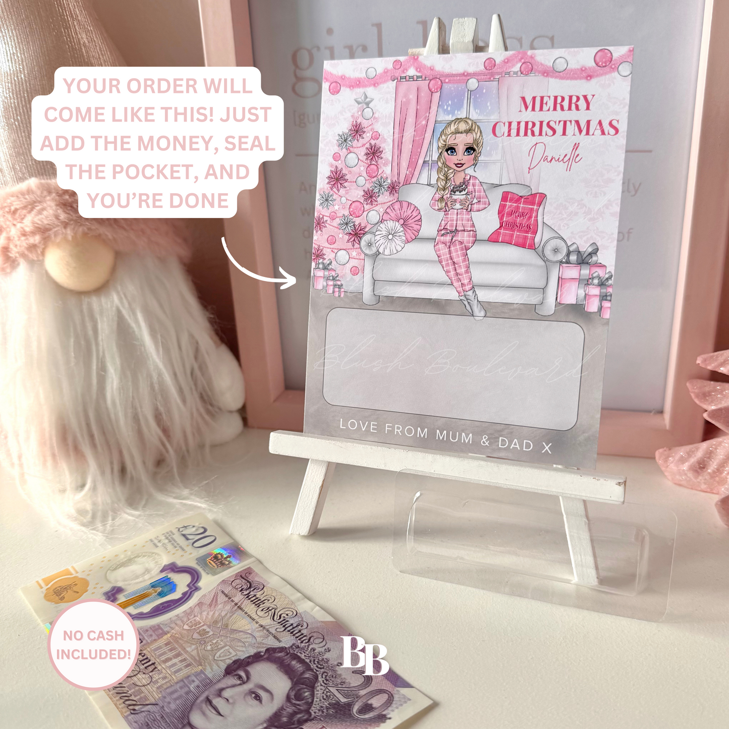 Girls Pyjama Christmas Money Pocket