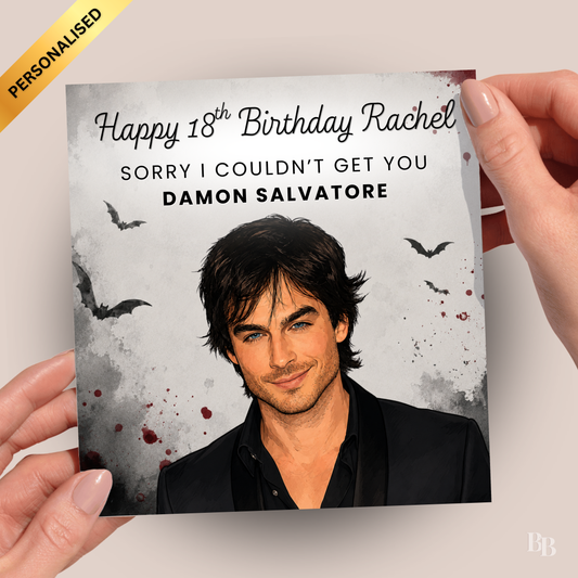 Personalised Damon Salvatore Birthday Card