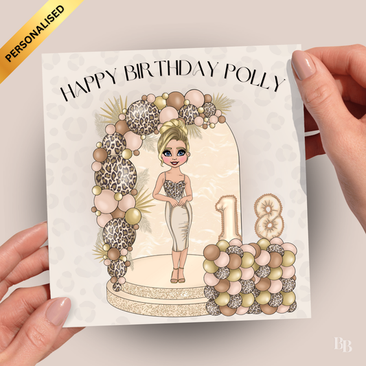 Personalised Leopard Print Age Birthday Card