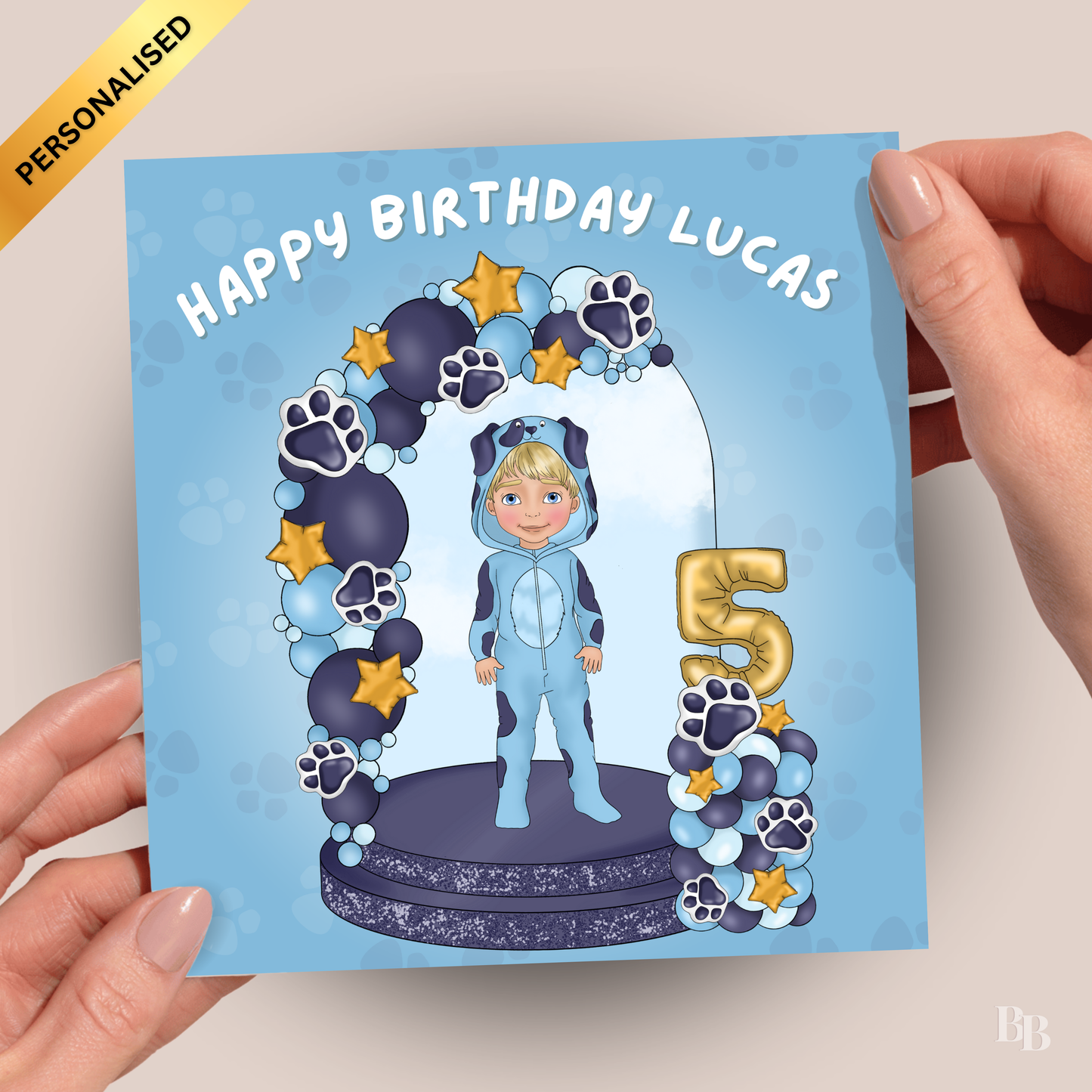 Personalised Puppy Themed Boys Birthday Card