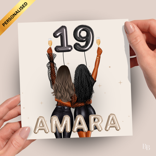 Personalised Beige Girls Birthday Card