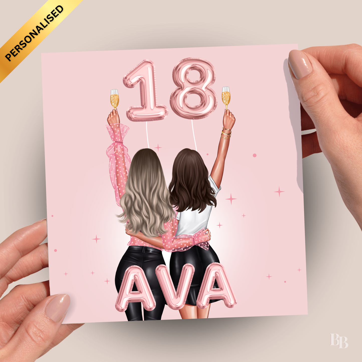 Personalised Pink Girls Birthday Card
