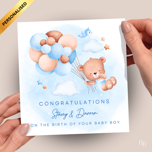 Personalised Congratulations New Parents Boy Card