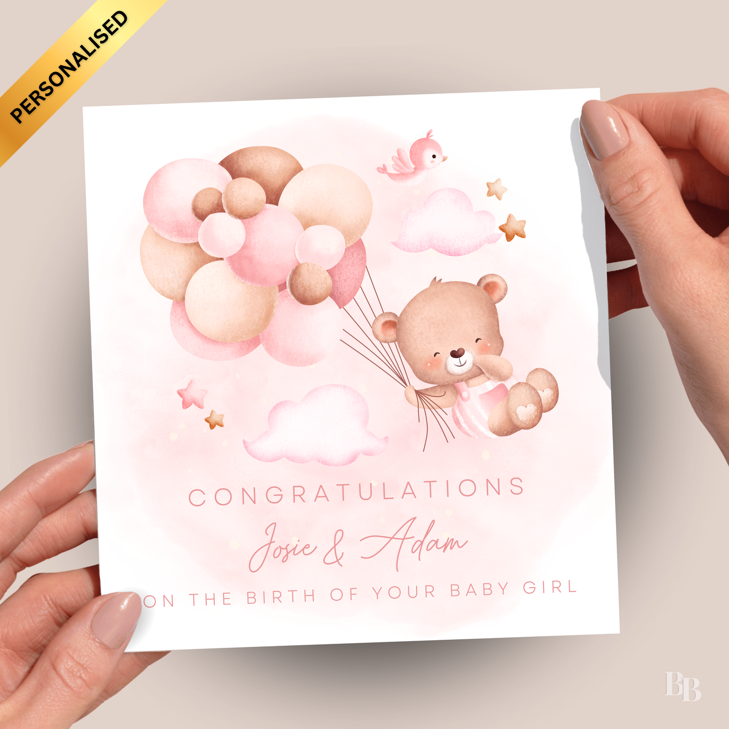 Personalised Congratulations New Parents Girl Card
