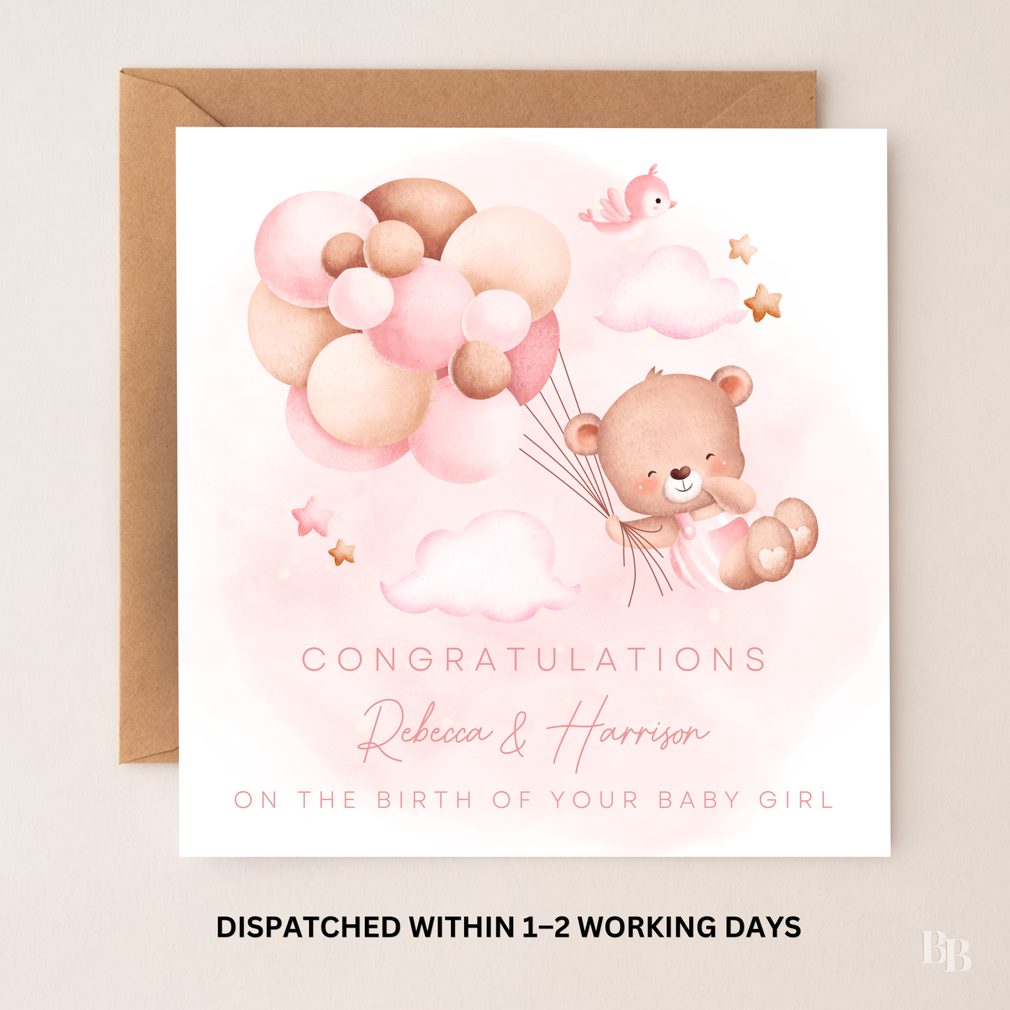 Personalised Congratulations New Parents Girl Card