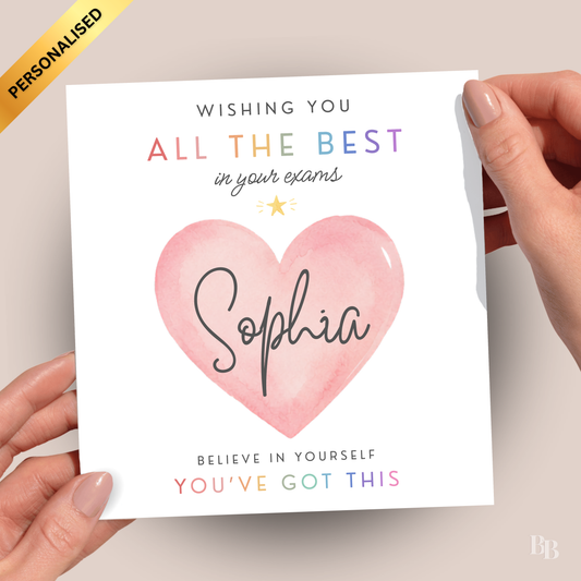 Personalised Good Luck Girls Exam Card