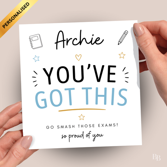 Personalised Good Luck Boy Exam Card