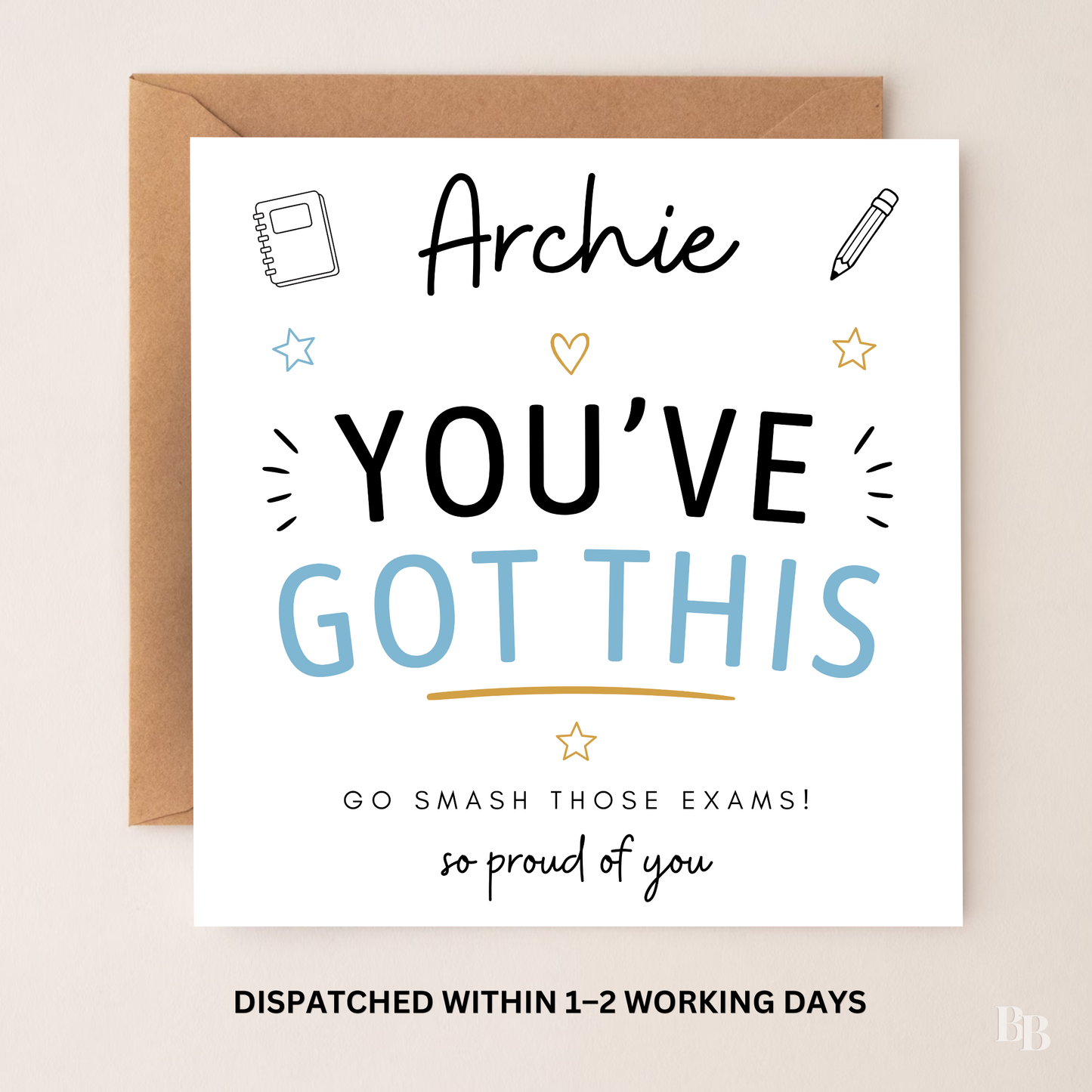 Personalised Good Luck Boy Exam Card